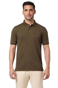 Peter England Men's Solid Regular Fit Polo T-Shirt
